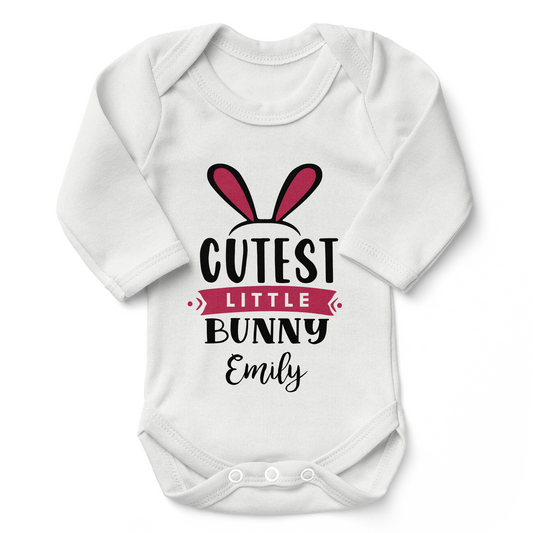 [Personalized] Cutest Little Bunny Girl - Organic Baby Bodysuit