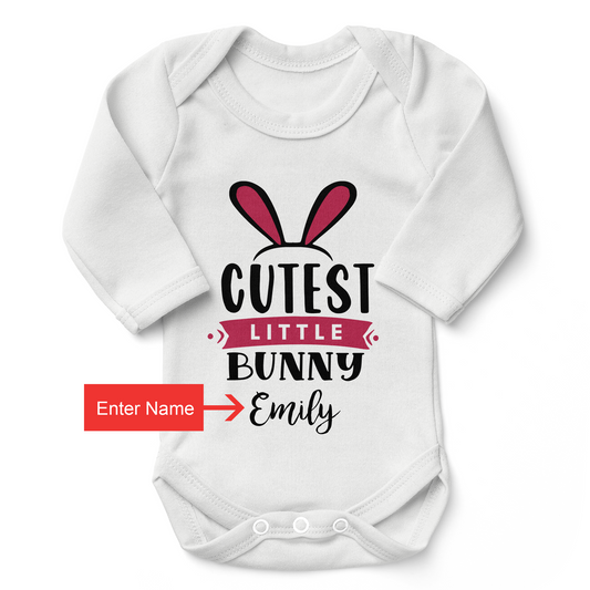 [Personalized] Cutest Little Bunny Girl - Organic Baby Bodysuit