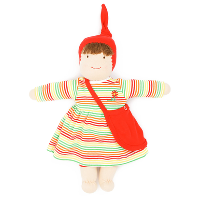 Under the Nile Organic Cotton Waldorf Dress Up Doll - Multicolor Stripe Jill 13"