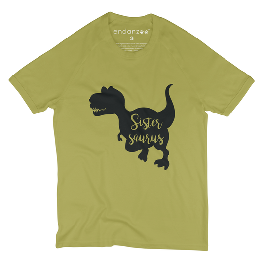 Dinosaurus Brother/Sister Organic Short Sleeve Kids Tee Shirt (Green)