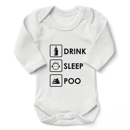 Endanzoo Organic Baby Bodysuit - Drink Sleep Poo