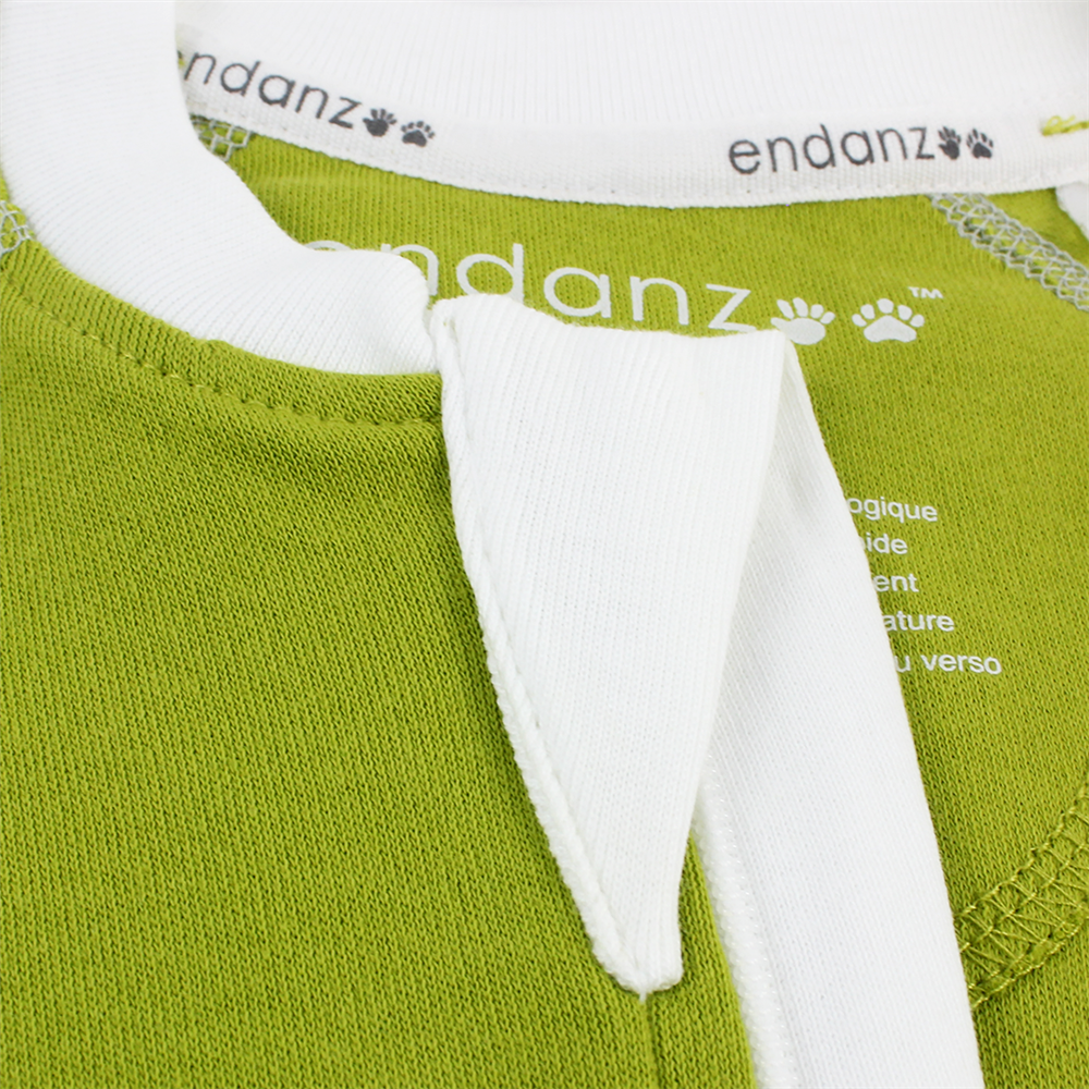 Endanzoo Classic Snuggle Organic Long Sleeve Double Zippered Romper - Green