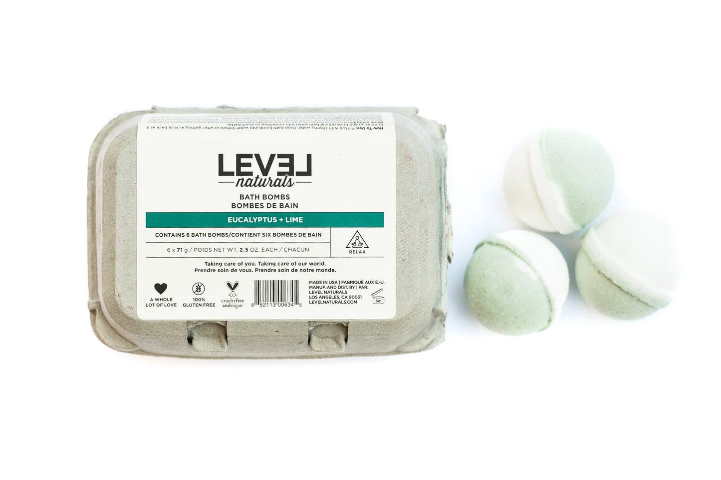 Level Naturals - Eucalyptus & Lim Bath Bombs
