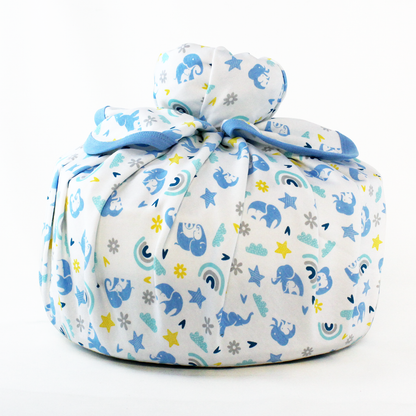 Wrapped with Endanzoo Organic Baby Swaddle Blanket - Elephant Love