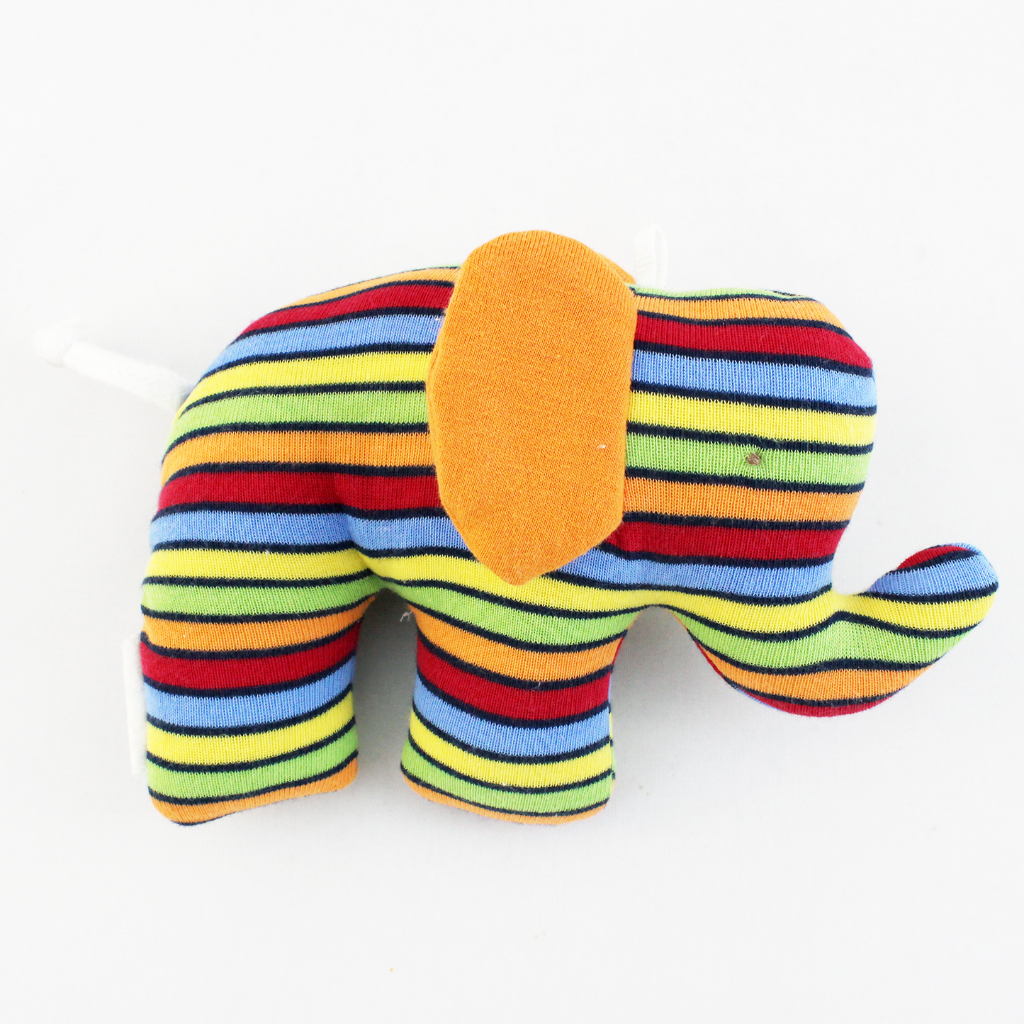 Under The Nile Organic Scrappy Elephant (Multi-Colored Stripe/ Orange Ears)