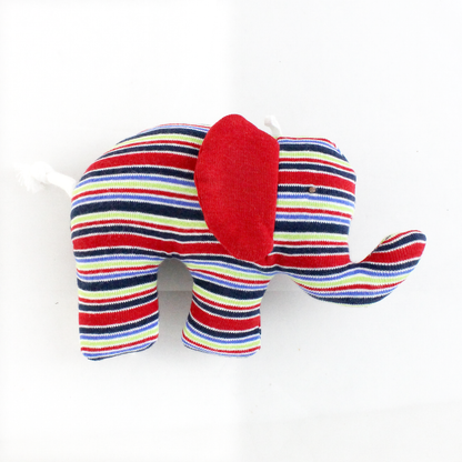 Under The Nile Organic Scrappy Elephant (Red & Navy Stripe/ Red Ears)