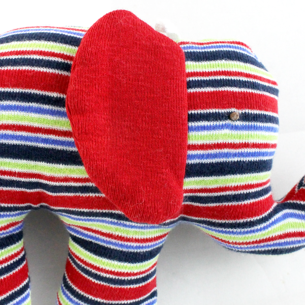 Under The Nile Organic Scrappy Elephant (Red & Navy Stripe/ Red Ears)