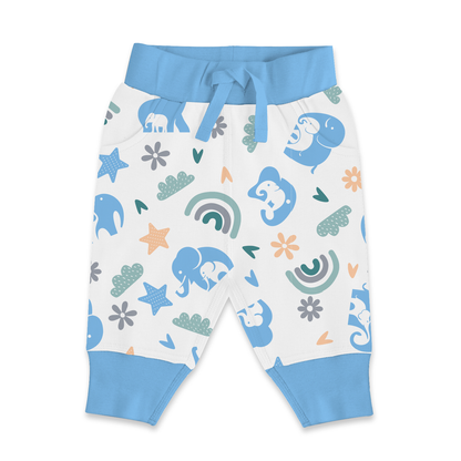 Endanzoo Matching Organic Cuff Pant & Knotted Beanie - Elephant Love