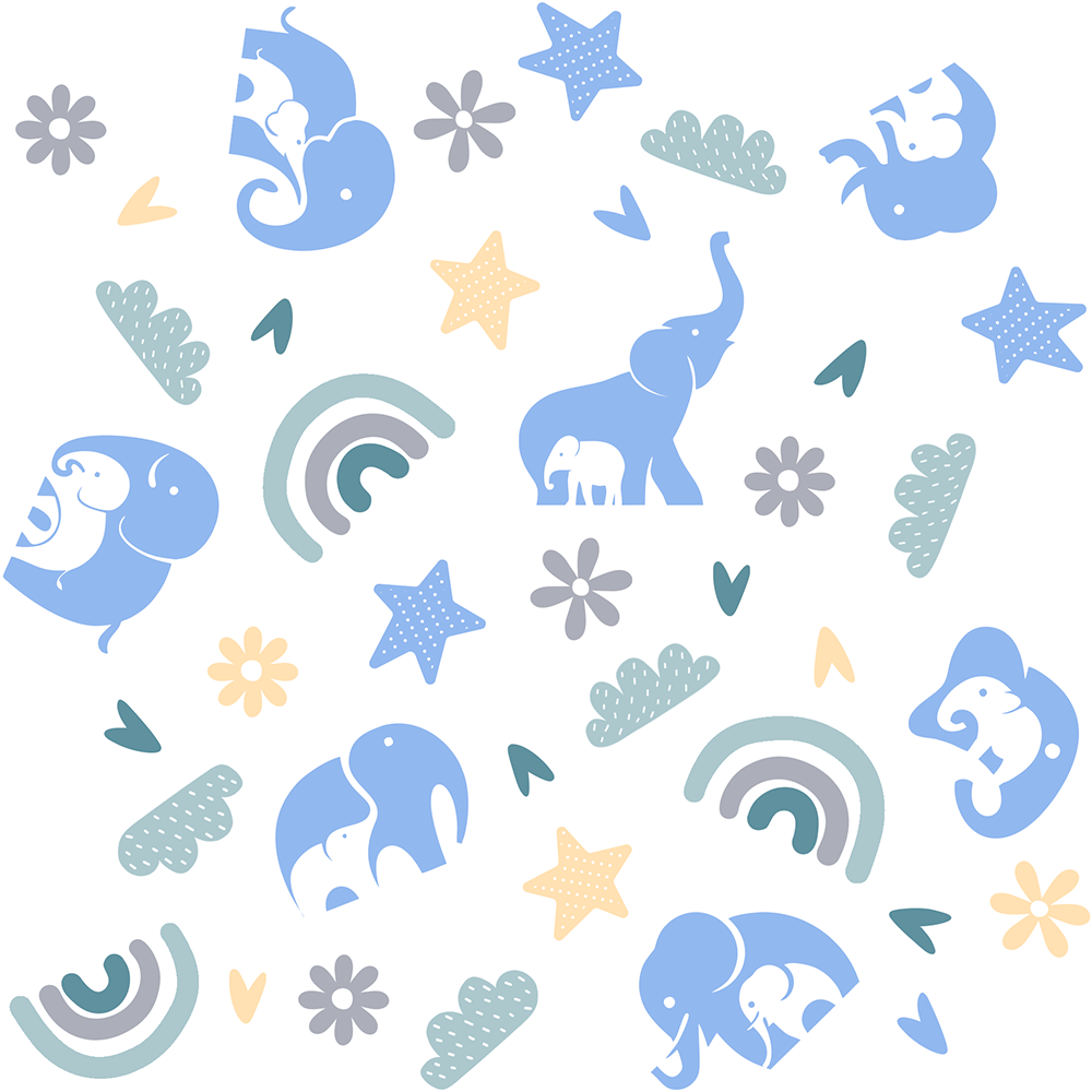 Wrapped with Endanzoo Organic Baby Swaddle Blanket - Elephant Love