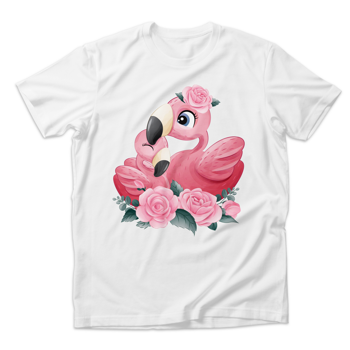 Personalized Matching Mom & Baby Organic Outfits - Flamingo Family (White)