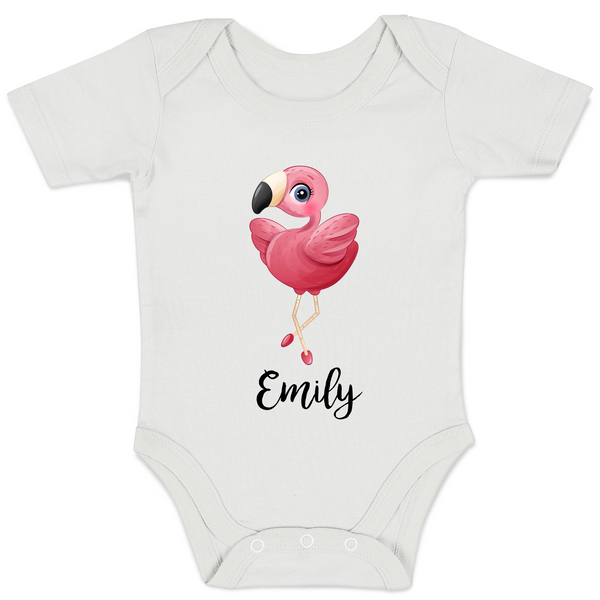 [Personalized] Endanzoo Organic Baby Bodysuit- Little Flamingo Ballerina Girl