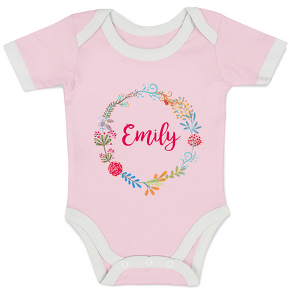 [Personalized] Endanzoo Organic Baby Bodysuit - Floral Round (Pink)