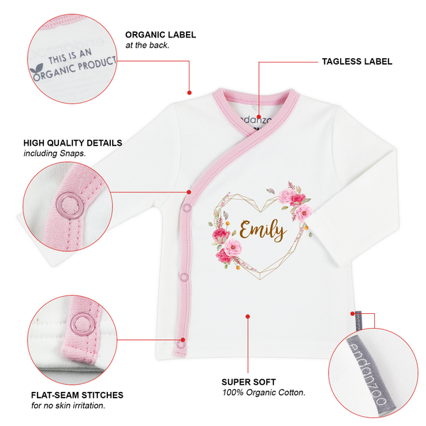 [Personalized] Home Coming Baby Girl Organic Kimono Shirt