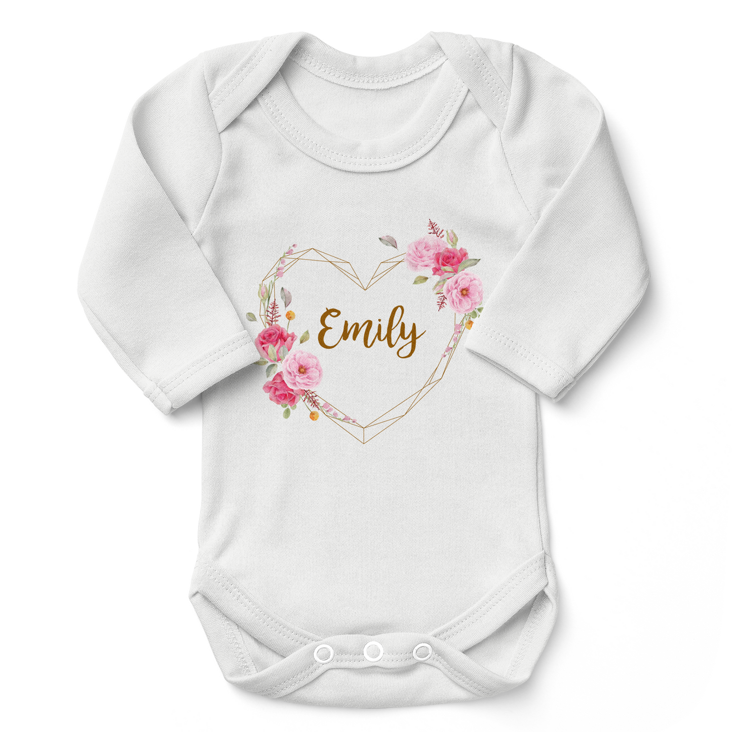 [Personalized] Endanzoo Organic Long Sleeve Baby Bodysuit - Floral Love