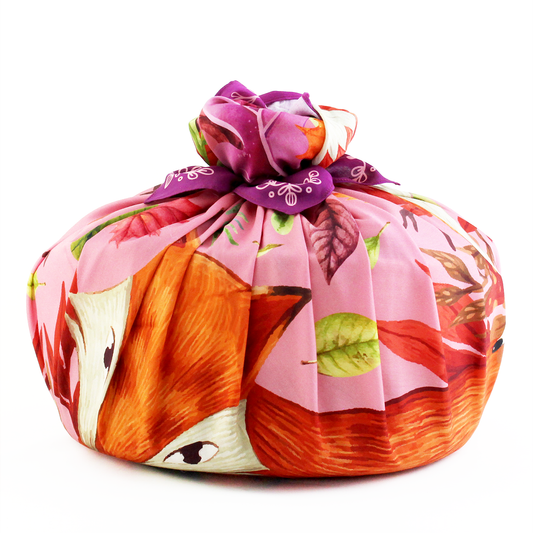 Baby Gift Basket - Fox Print Furoshiki Wrapping