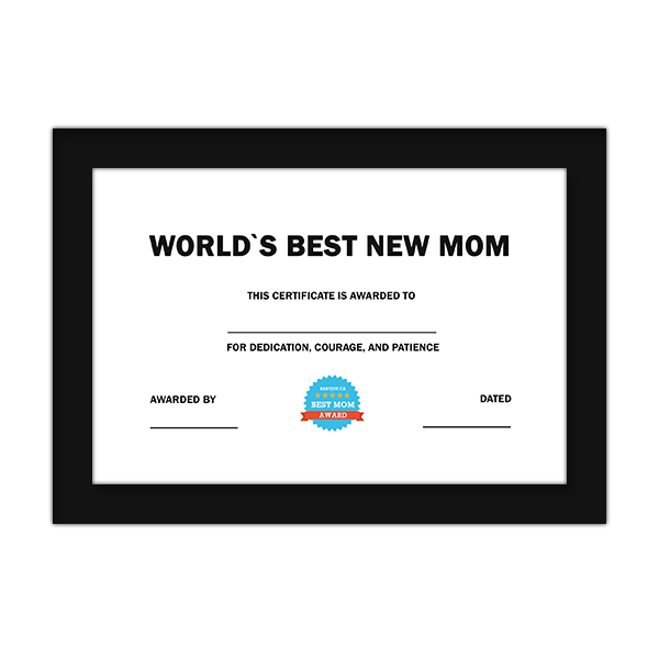 New Mom Award Certificate With Frame