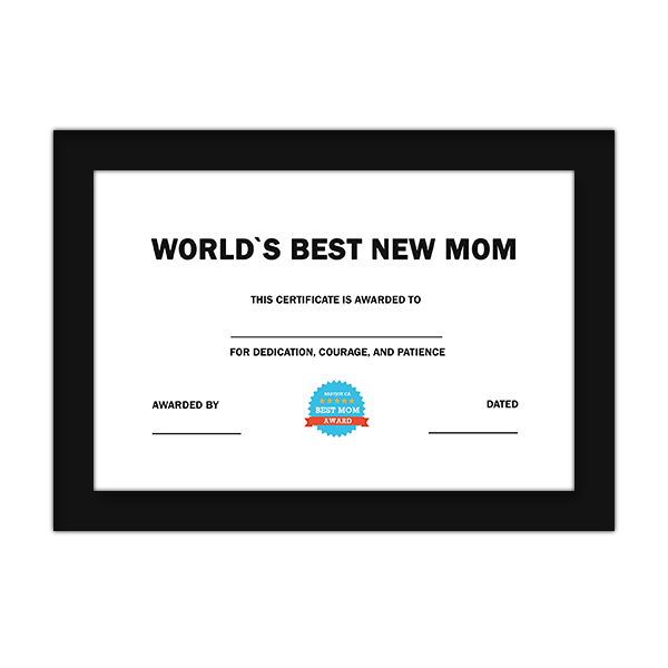 World's Best New Mom Award Certificate With Frame