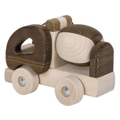 Goki Nature Wooden Cement Mixer Vehicle Toy