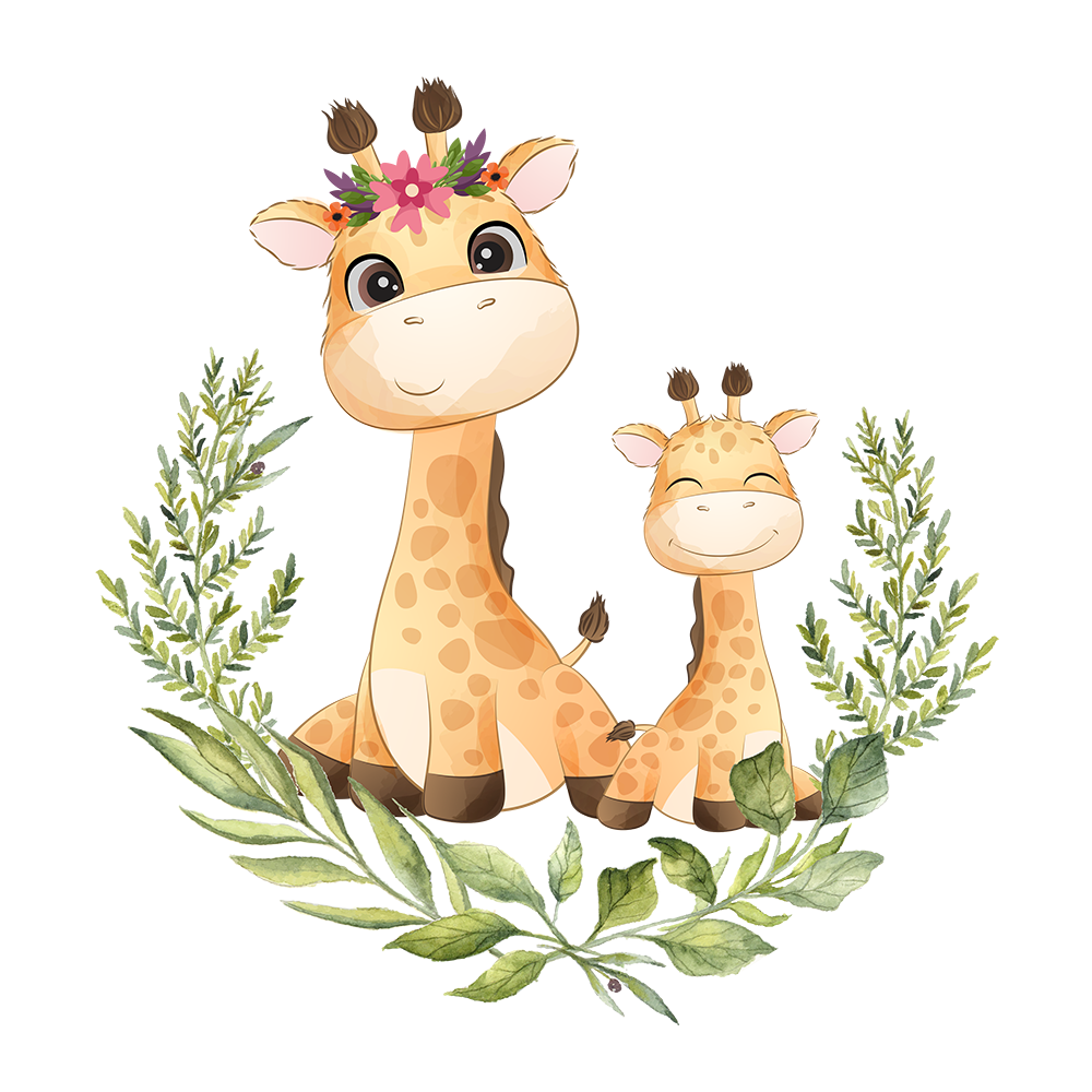 Personalized Matching Mom & Baby Organic Outfits - Giraffe Family