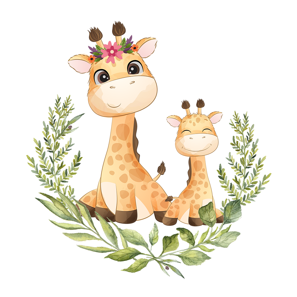 Personalized Matching Mom & Baby Organic Outfits - Giraffe Family (Girl)