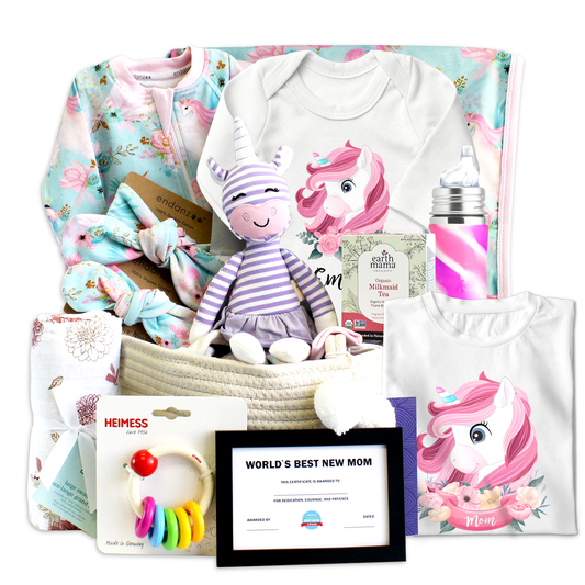 Zeronto Baby Gift Basket - Mom and Baby Unicorns
