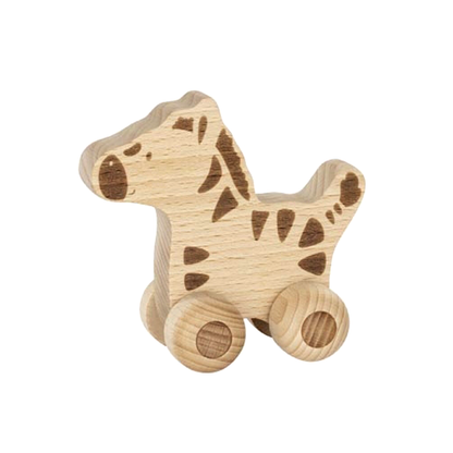 Goki Wooden Push-Along Zebra + Xylophone Music Lion