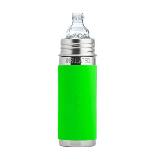 Pura INSULATED Stainless Steel 9oz Bottle (SIPPY / Green sleeves)