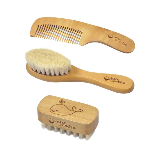 Green Sprouts Natural Wood Brush and Comb Set + Baby Nail Brush