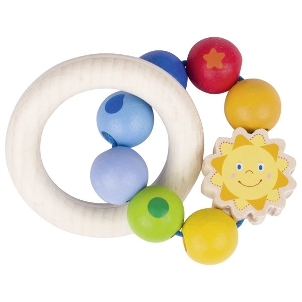 Heimess Wooden Rattles - Touch Ring Rainbow Beads (Formerly Sun)