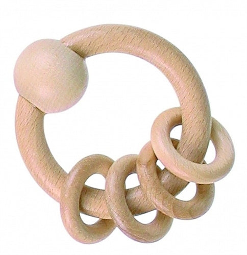 Goki Wooden Rattles - Four Natural Rings