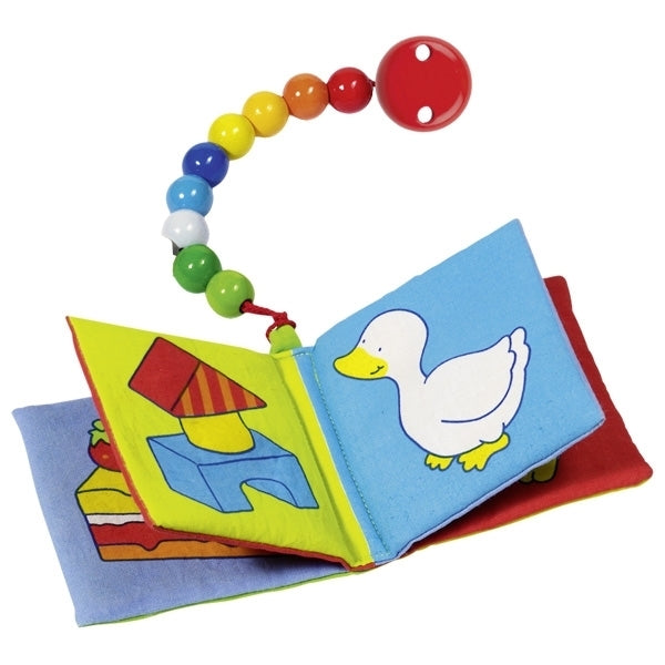 Heimess Cloth Picture Book (Squeaker & Crinkle Foil) with Chain - White Duck