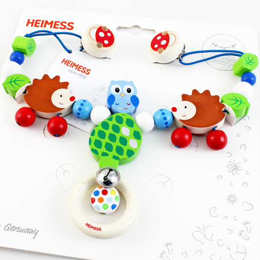 Heimess Pram Stroller Chain Toy - Hedgehog and Owl with Clips