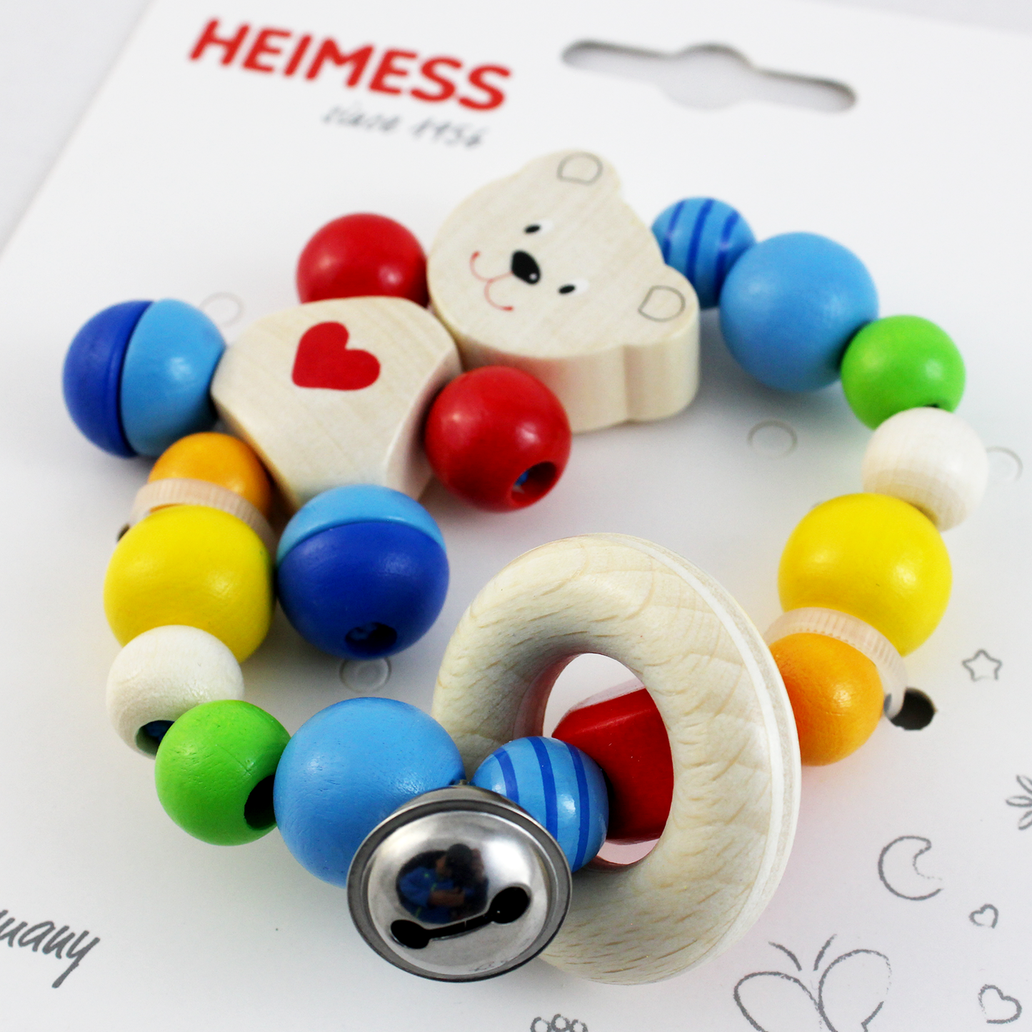 Heimess Wooden Rattles - Touch Ring Elastic Bear