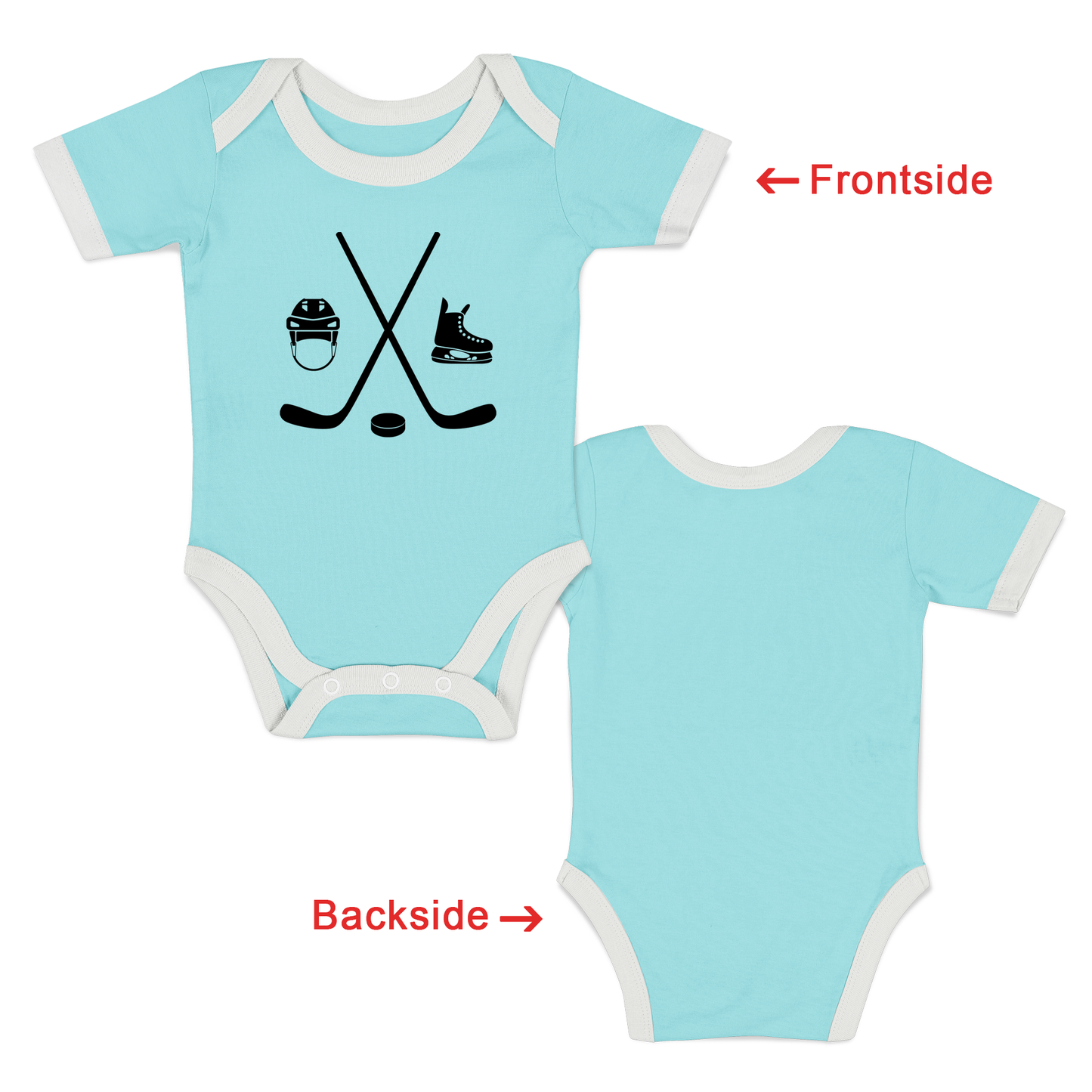 [Custom] Endanzoo Organic Baby Bodysuit Short Sleeve I Hockey Team I Front & Back