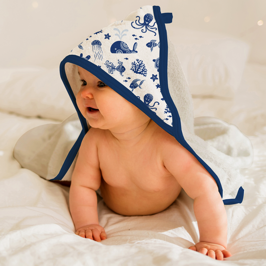 Endanzoo Organic Baby Hooded Towel - Deep Sea