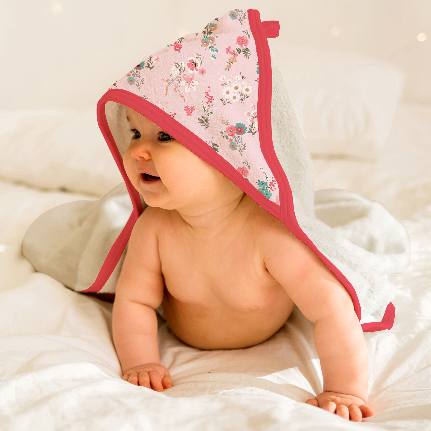 Endanzoo Organic Baby Hooded Towel - Pink Blossom