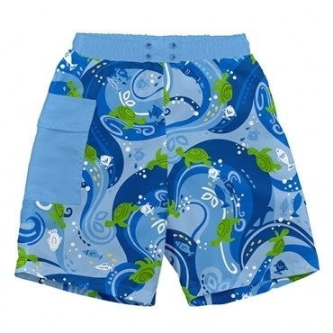 Iplay Ultimate Reusable Swim Diaper Board Shorts - Blue Turtle Batik