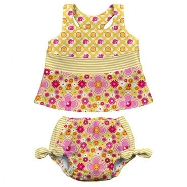 Iplay Ultimate Swim Diaper 2 pc Tankini Set - Yellow Fiesta Floral
