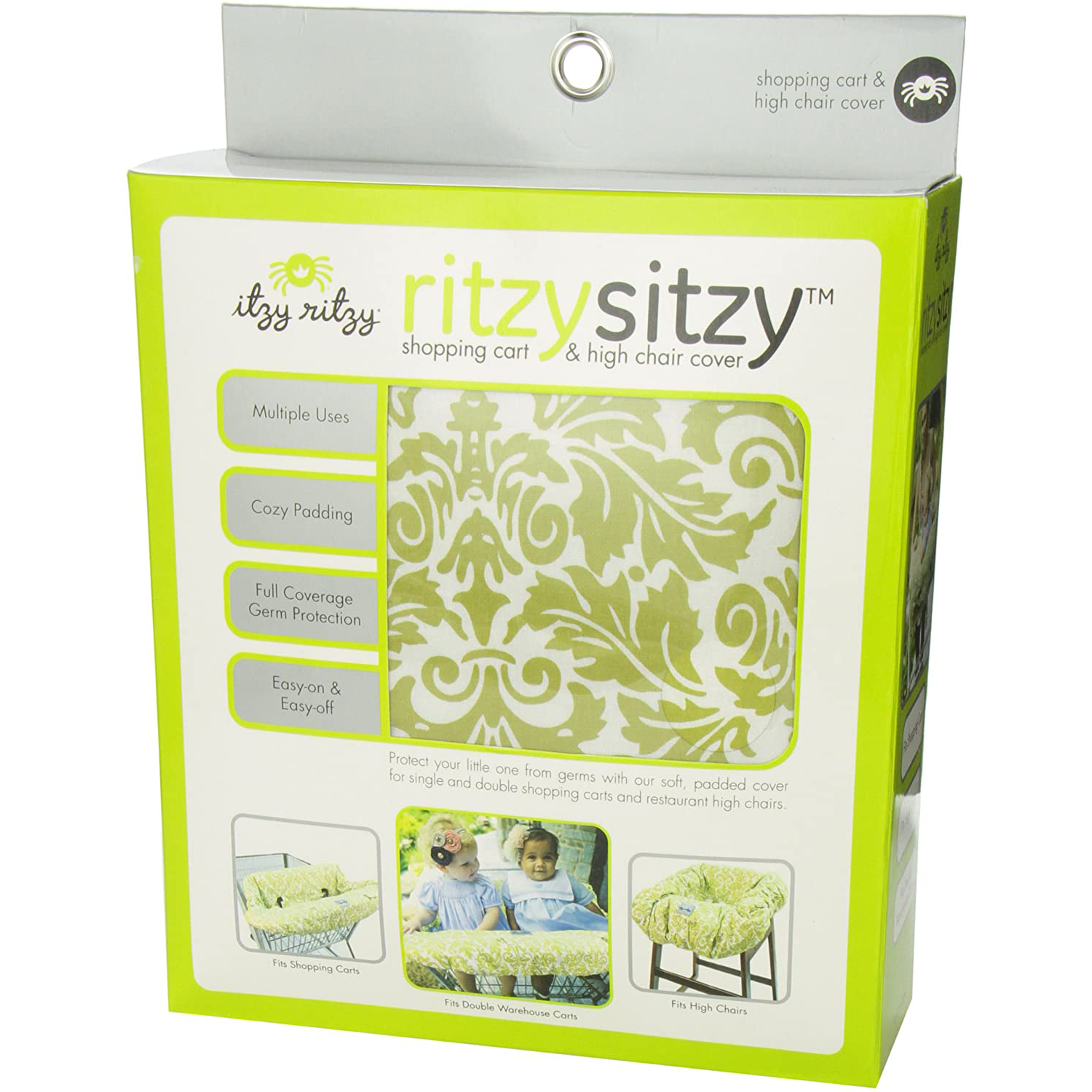 Itzy Ritzy Ritzy Sitzy Shopping Cart and High Chair Cover Damask Avo