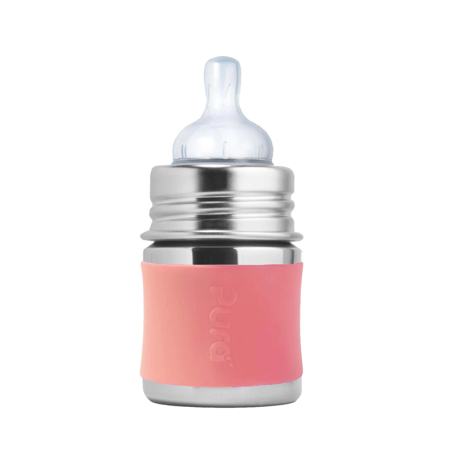 Pura 5oz Infant Stainless Steel Bottle (Rose with sleeves)