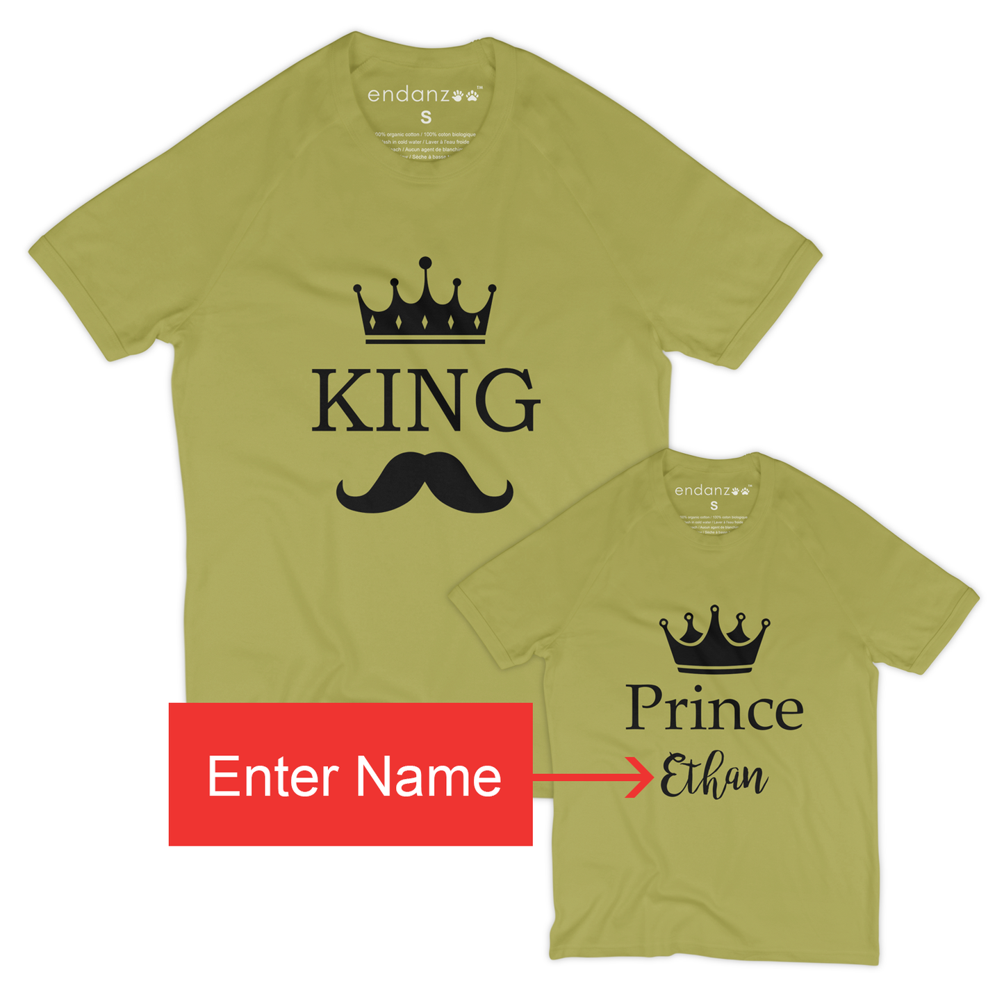 [Personalized] Matching Dad and Son Organic Tee Shirts - King & Prince