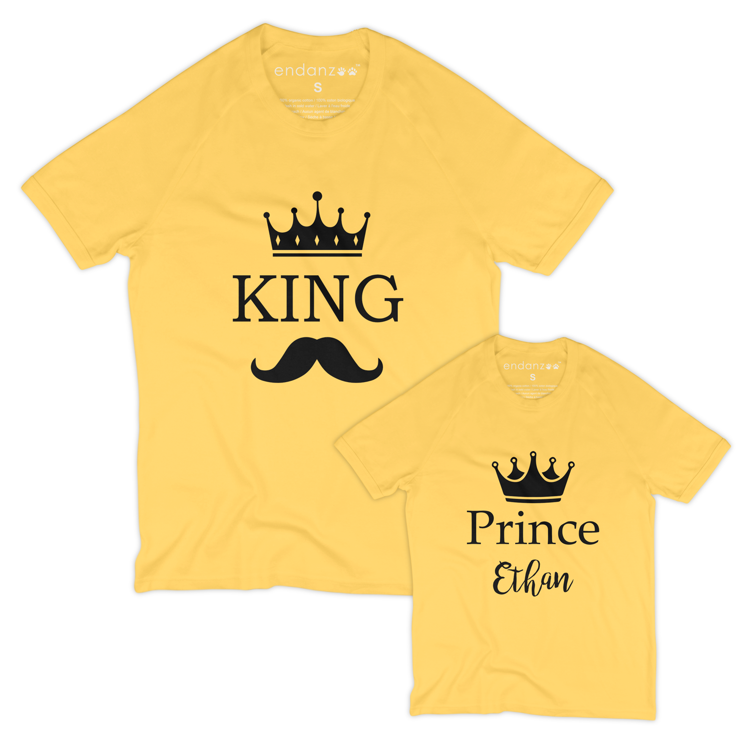 Personalized Matching Dad and Son Organic Tee Shirts King Prince