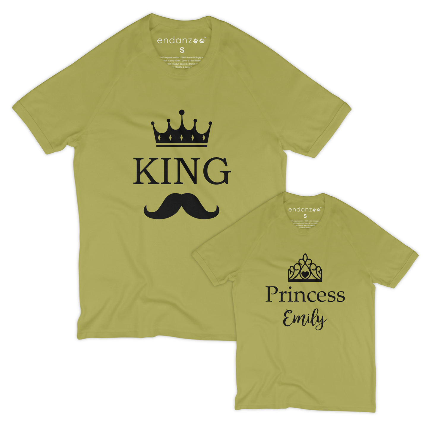 [Personalized] Matching Dad and Daughter Organic Tee Shirts - King & Princess