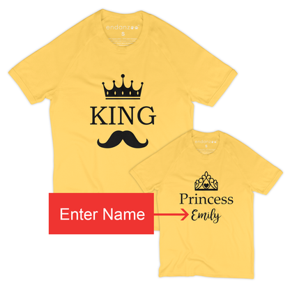 [Personalized] Matching Dad and Daughter Organic Tee Shirts - King & Princess
