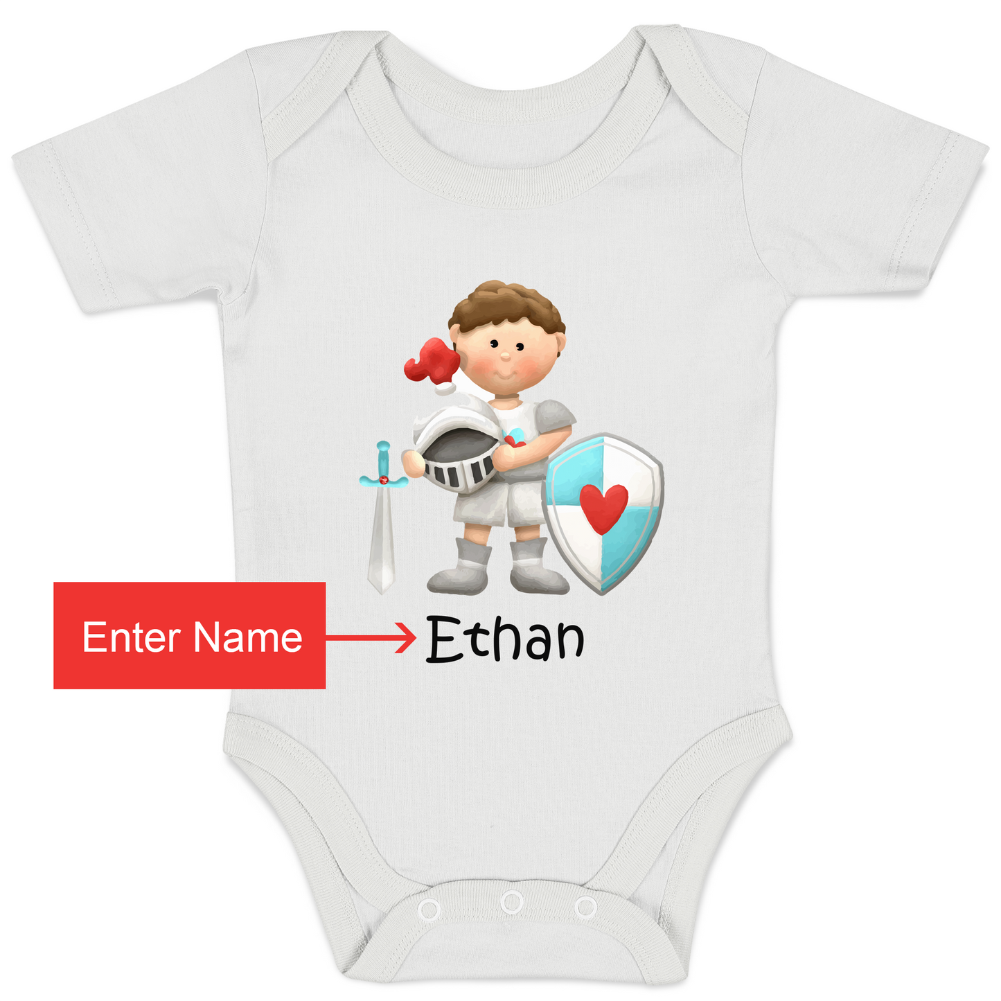 [Personalized] Endanzoo Organic Short Sleeves Baby Bodysuit- Knights