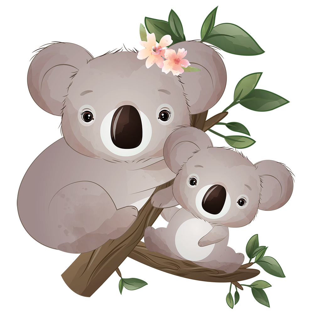 Personalized Matching Mom & Baby Organic Outfits - Koala Family (Girl)