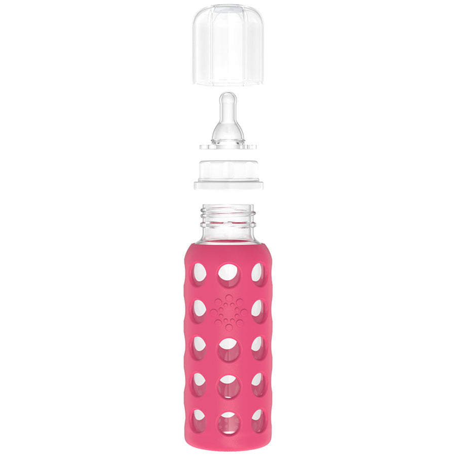 Life Factory Glass Baby Bottle Raspberry Pink (250ml)