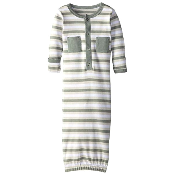 L'ovedbaby Organic Baby Gown - Seafoam Stripe