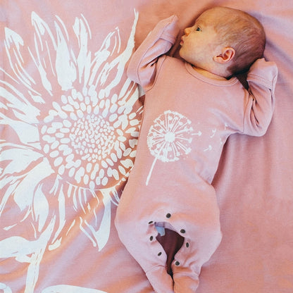 L'ovedbaby Organic Swaddle Blanket - Mauve Sunflower