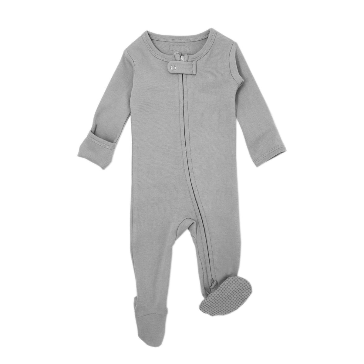 L'ovedbaby Gl'oved-Sleeve Organic Jumpsuit / Footie - Reversed Zipper / Light Gray